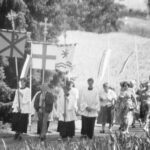 black and white photo of a Rogation day procession
